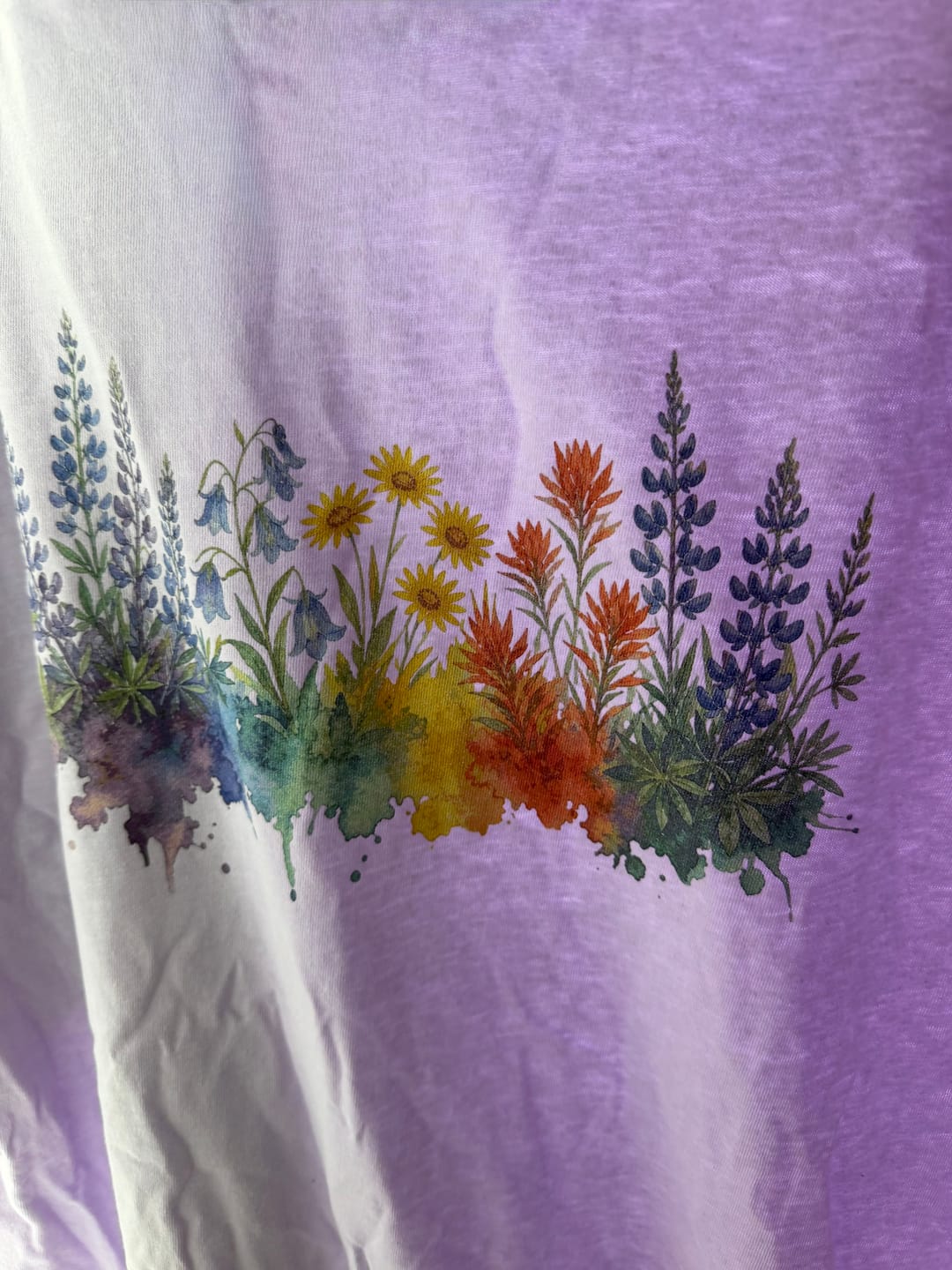 Customer photo review of Watercolor Yellowstone Wildflowers Cotton T-Shirt