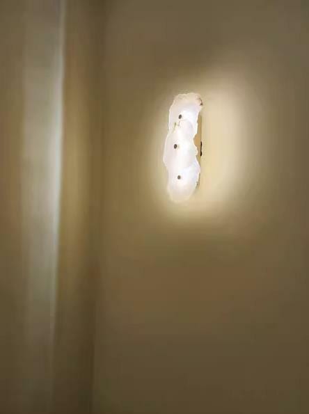 Customer photo review of Petra Wall Sconce, Genuine Alabaster Shade, Gold Finish, Integrated LED