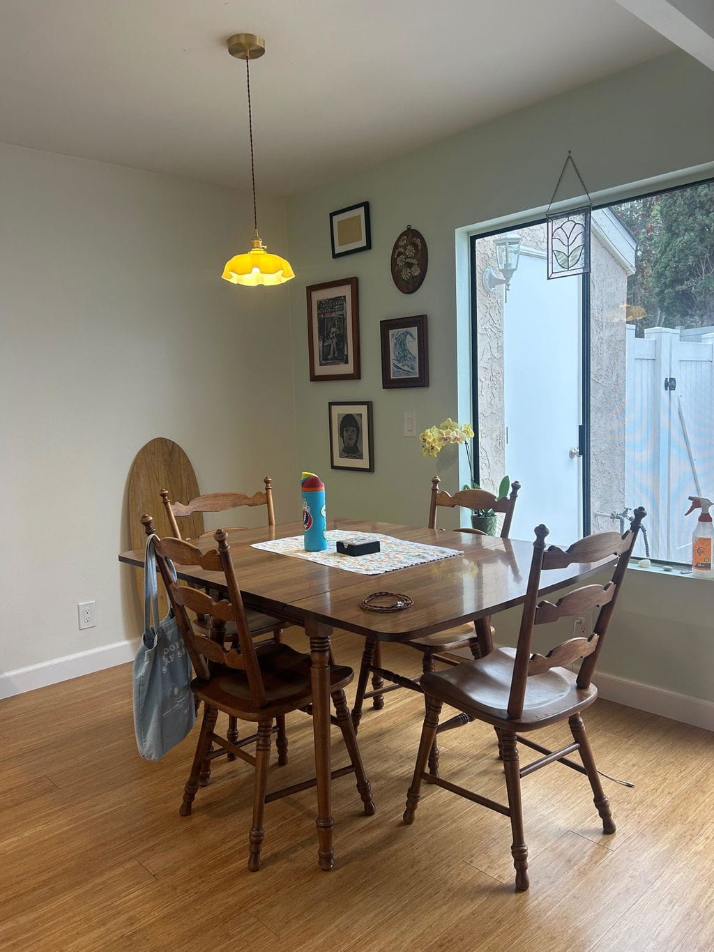 Customer photo review of French Flower Pendant Light, Pleated Glass Shade, Brass, E27