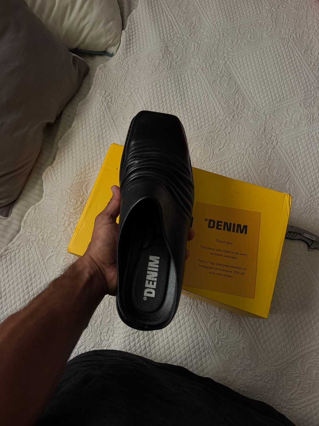 Customer photo review of Draped Leather Mule