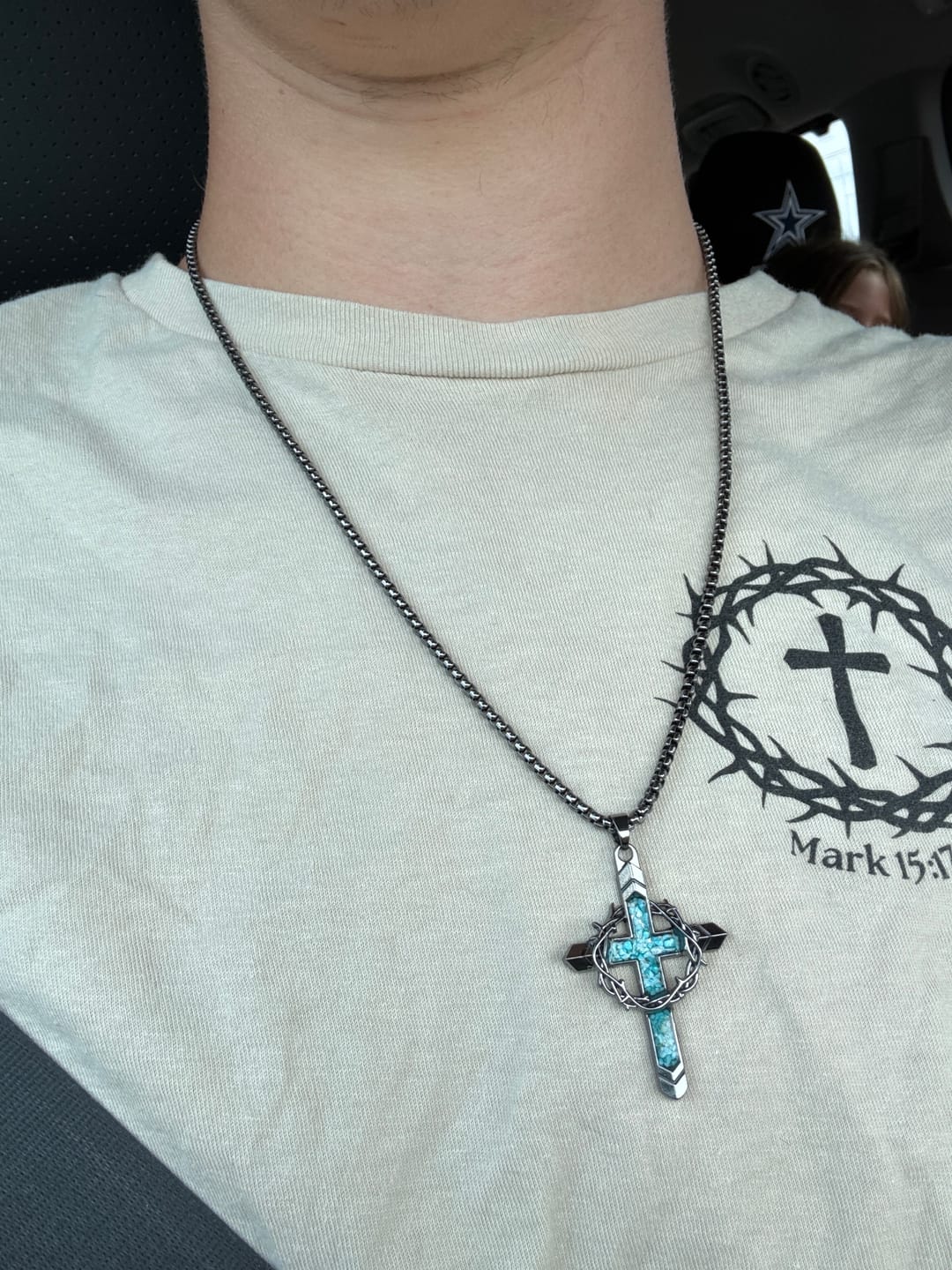Customer photo review of FREE Today: Thorn-Wrapped Inlaid Cross Pendant Necklace: A Symbol of Christ’s Sacrificial Love