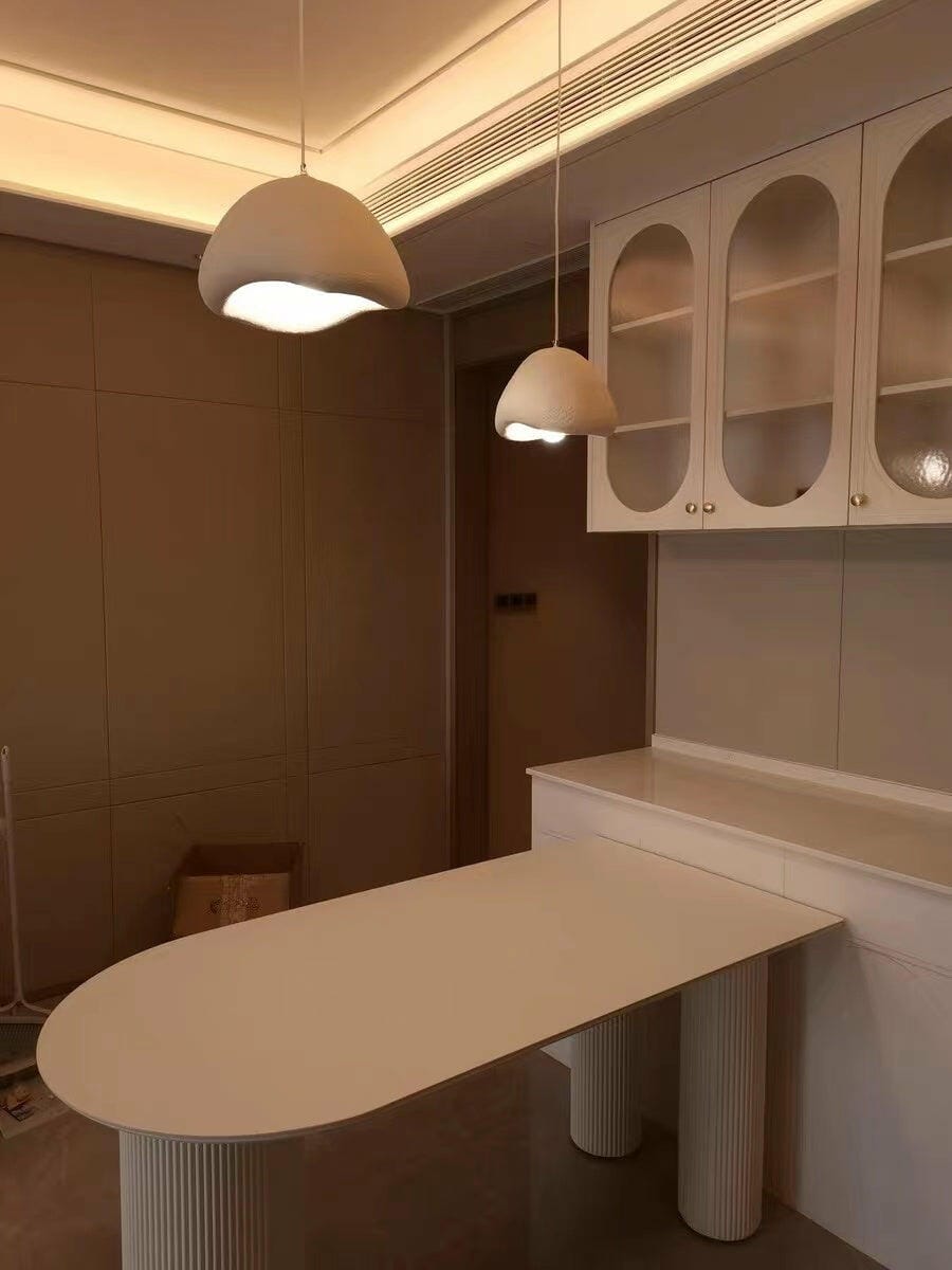 Customer photo review of Pendant Light, Nubia Cloud Sphere, Polystyrene Shade, E26 LED