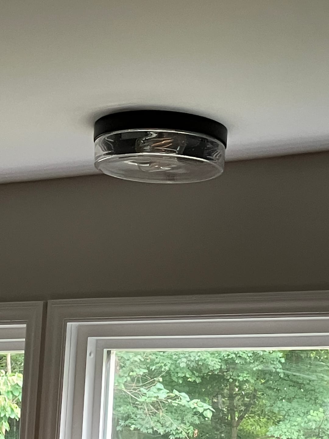 Customer photo review of Industrial Black Round Seeded Glass Flush Mount Light