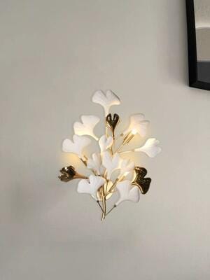 Customer photo review of Wall Lamp, White Ceramic Ginkgo Leaves, G9, Gold or Nickel Finish