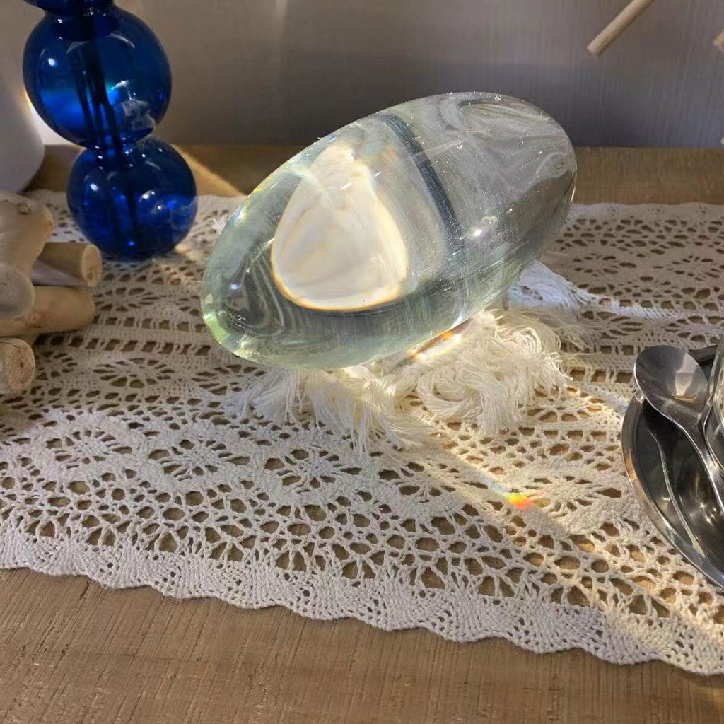 Customer photo review of Table Lamp, Atman Crystal Glass Oval, Chrome Base, Integrated LED