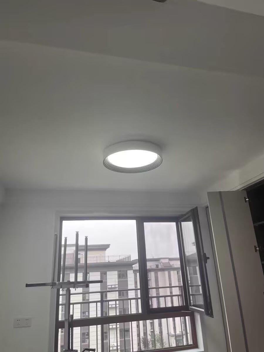 Customer photo review of Oreen Flush Mount Ceiling Light, Wood-Tone Frame, Acrylic, LED, Dimmable