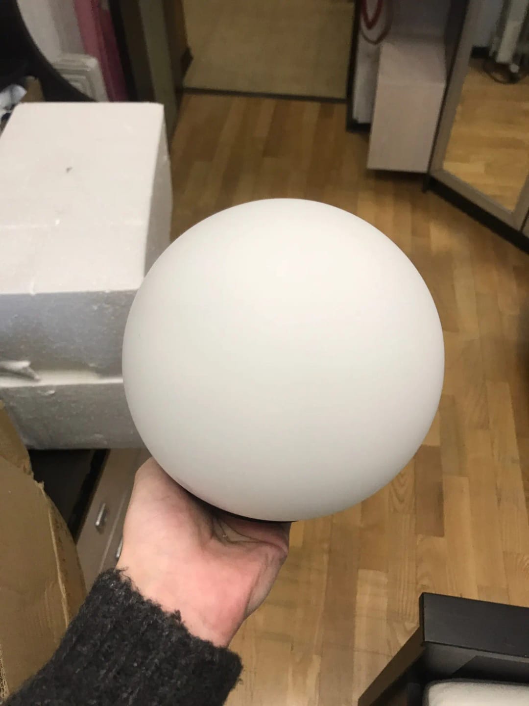 Customer photo review of Mila Pendant Light, White Glass Globe, Brass, Black or Silver, E27