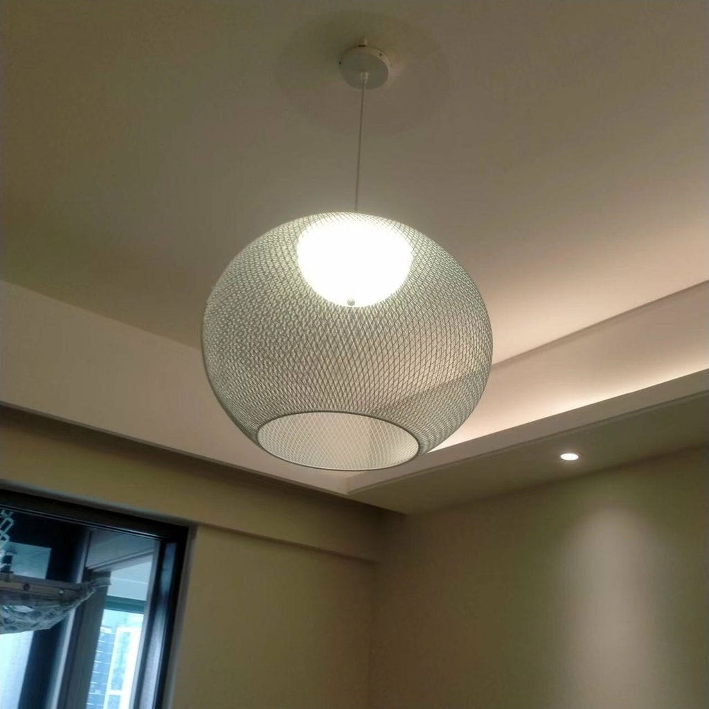 Customer photo review of Pendant Light, Latticed Iron Mesh Shade, Black or White, Integrated LED