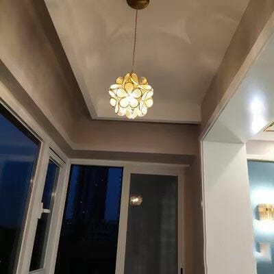Customer photo review of Glass Petal Pendant Light, Handblown Shade, Brass Fitting, E26/E27