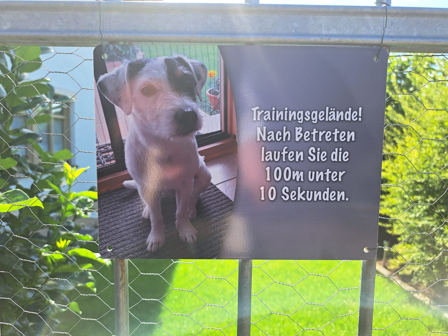Customer photo review of Hunde-Türschild personalisiert mit Foto & Text (UV- und wetterfest)