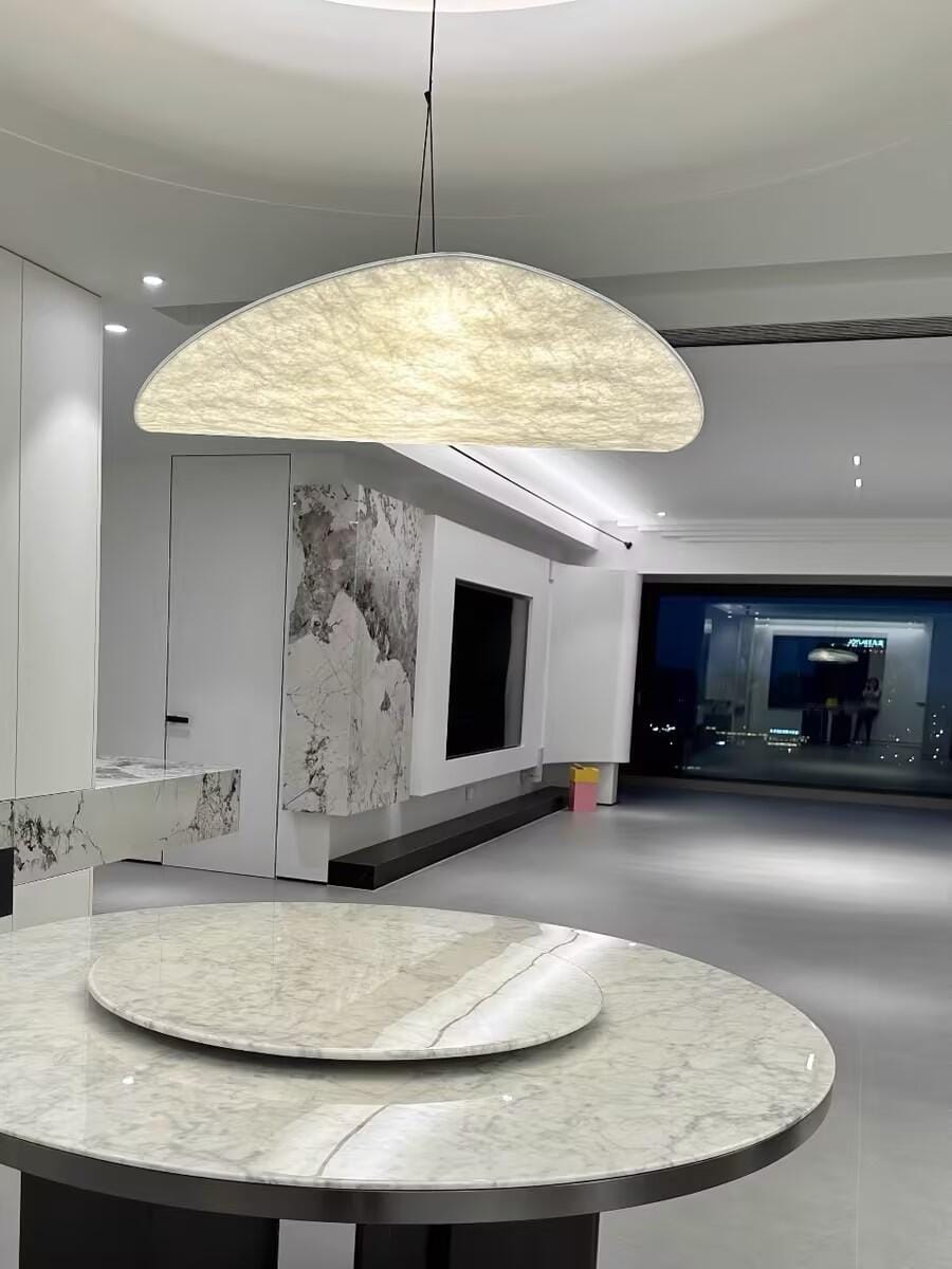Customer photo review of Pendant Light, Tense, Mulberry Silk Diffuser, Black Frame, LED, Dimmable