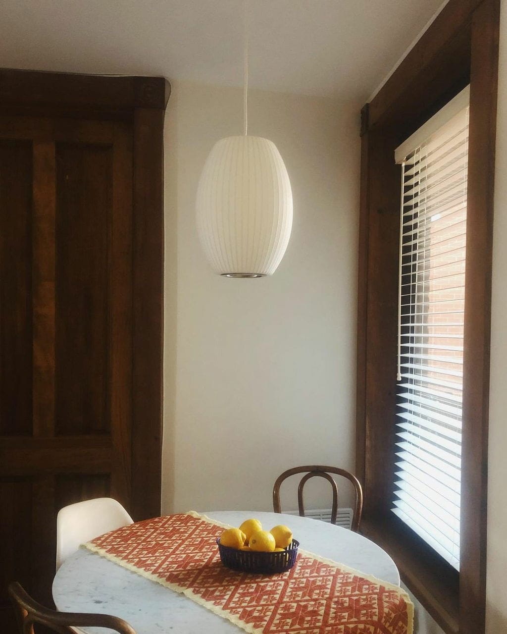 Customer photo review of Pendant Light, Crisscross Bubble, Mulberry Silk, Steel Wireframe, E26