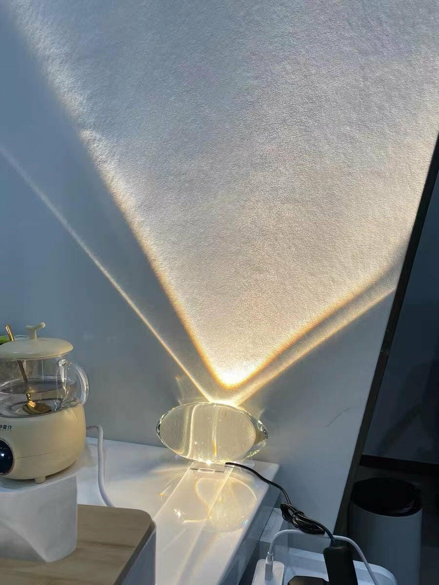 Customer photo review of Table Lamp, Atman Crystal Glass Oval, Chrome Base, Integrated LED