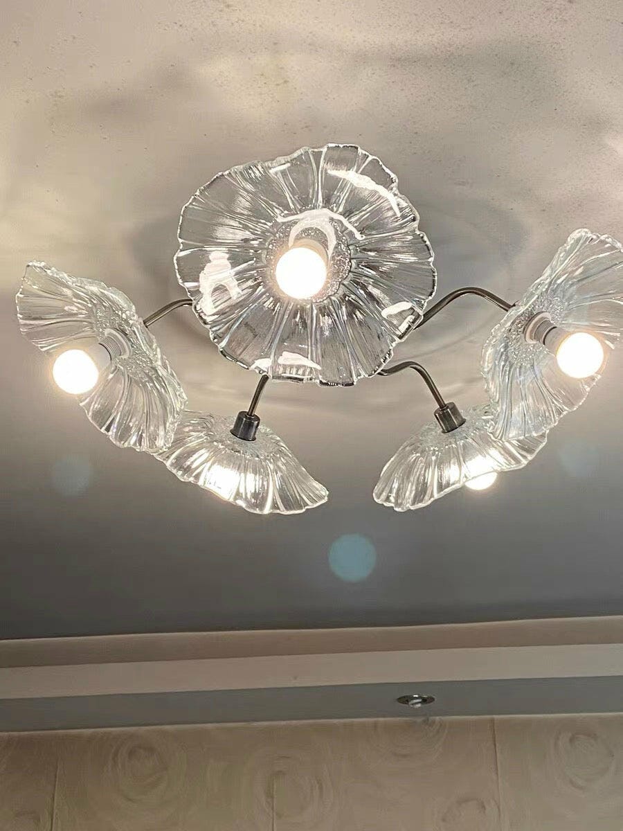 Customer photo review of Ceiling Light, Frosted Leaf Glass Shades, Gold, E27, Lotus Leaf