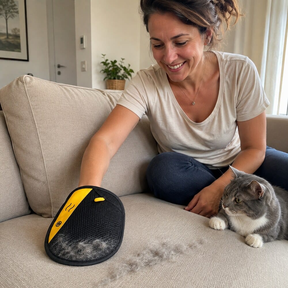 Customer photo review of AMICORA PET | Guanto Levapeli a Doppia Azione