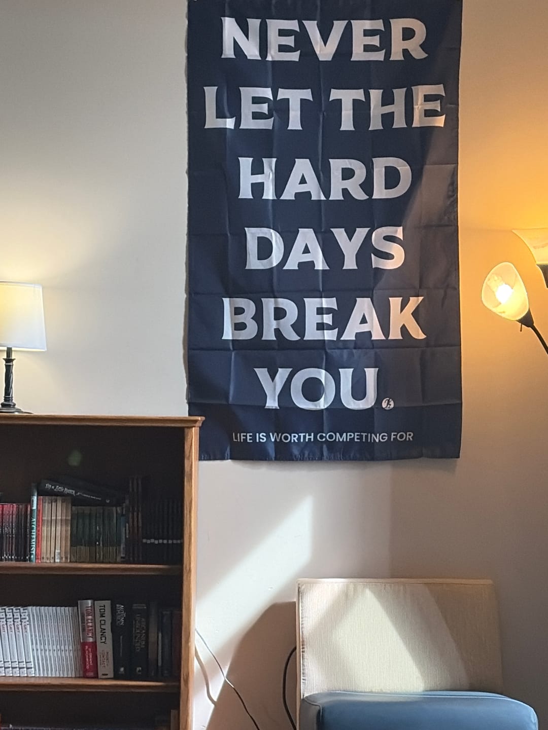 Customer photo review of Never Let the Hard Days Win (Flag)
