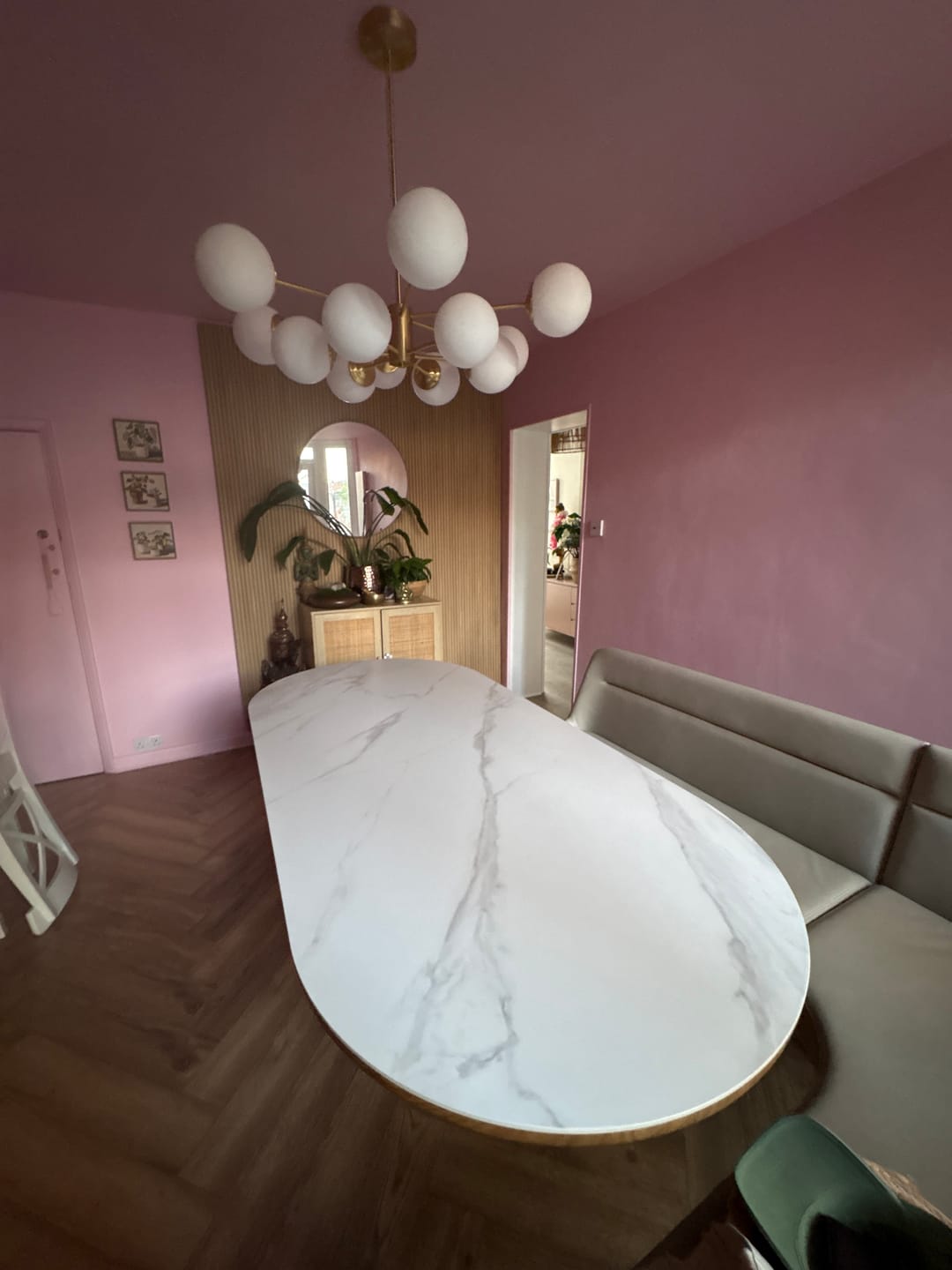 Customer photo review of Bianca Oval Dining Table Beech & White Sintered Stone