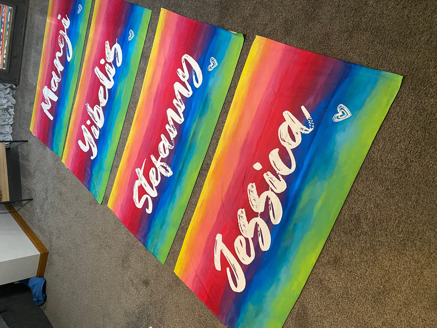 Customer photo review of Personalized Tie Dye Beach Towel: Custom Name Pool Towel
