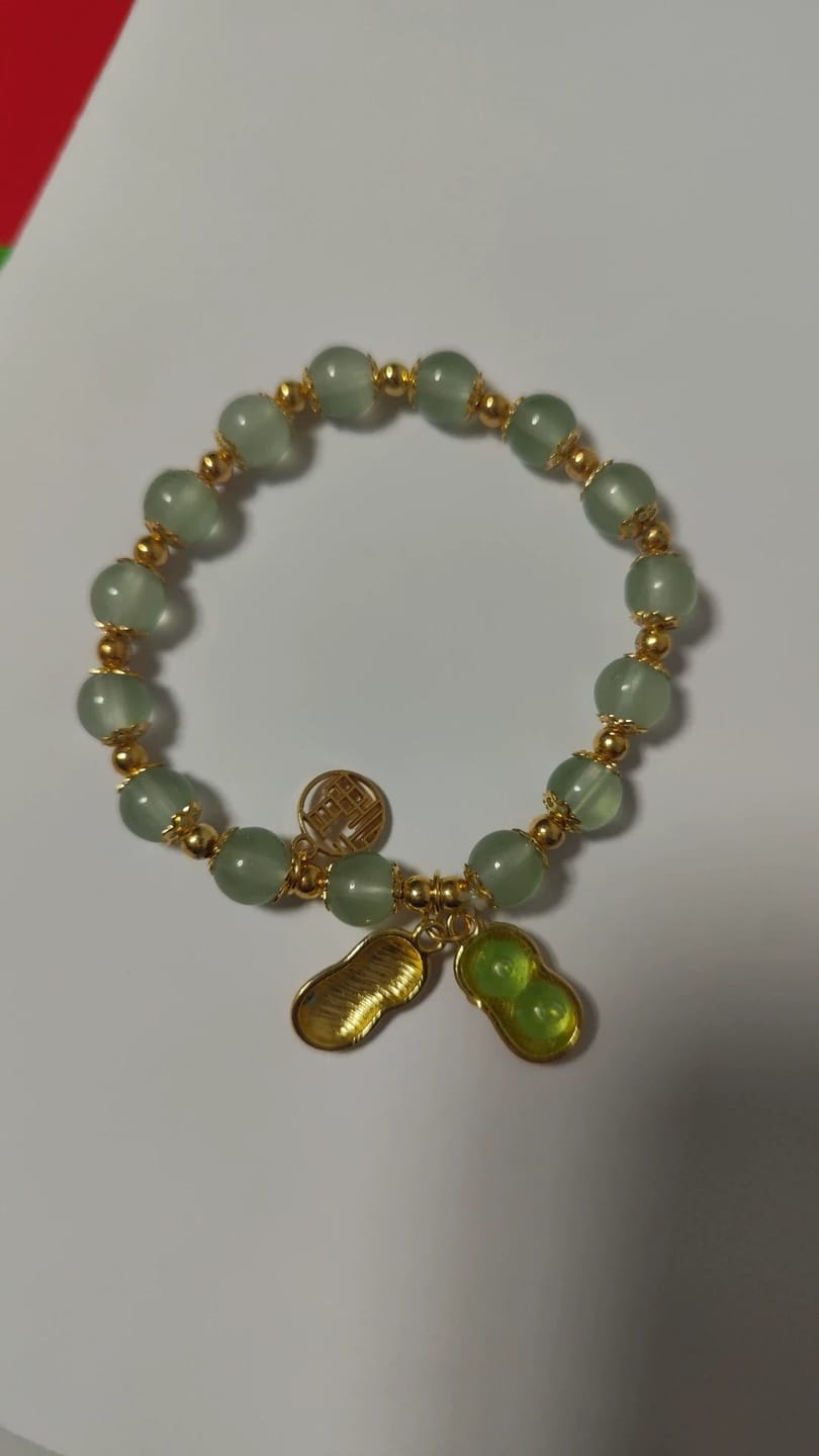 Customer photo review of FuAttract Good Fortune & Prosperity Hetian Jade Peanut Charm Double Layer Luck Bracelet