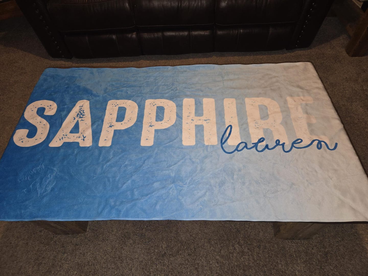 Customer photo review of Personalized Beach Towel: Bold Font Custom Name Pool Towel