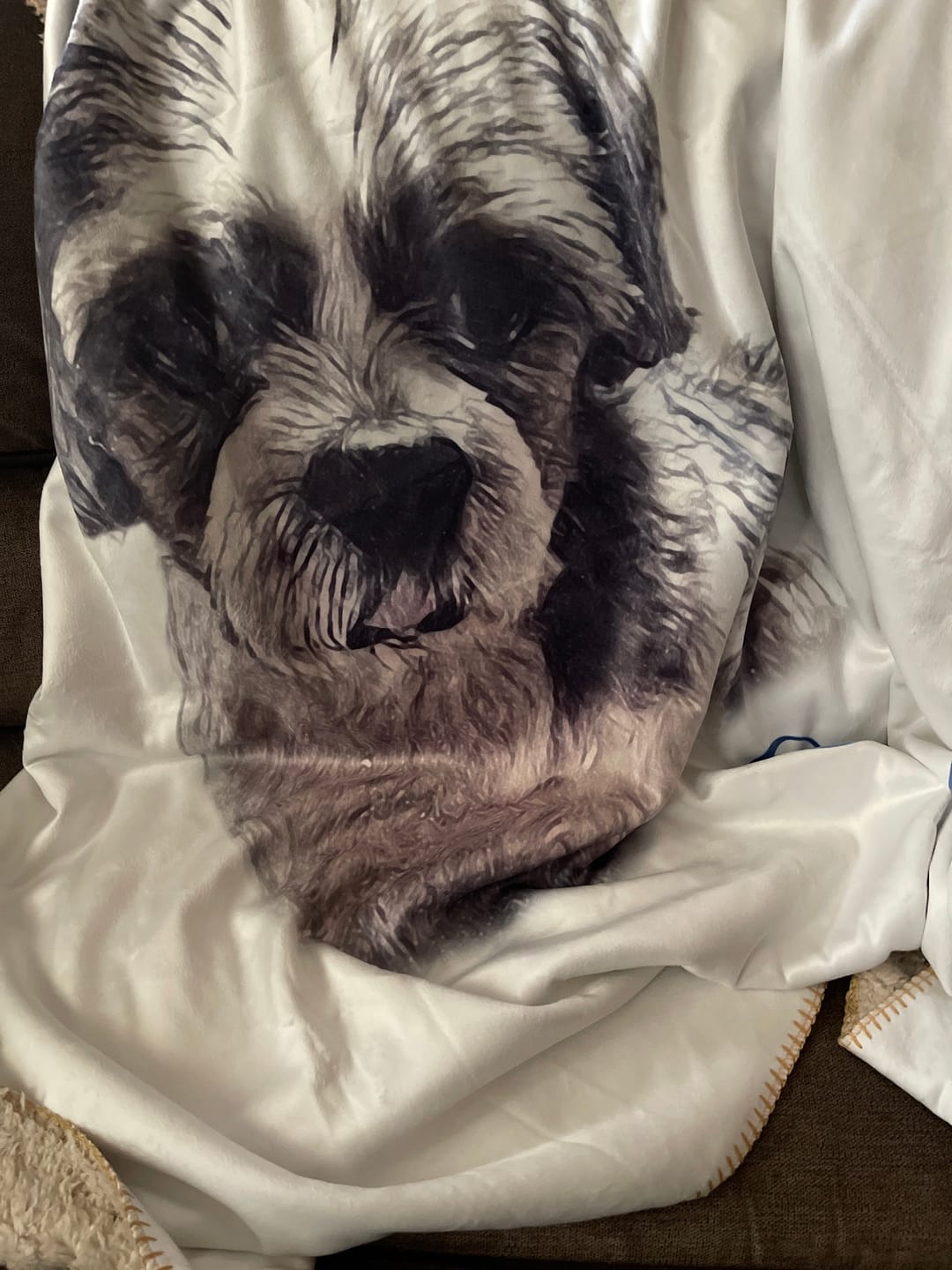 Customer photo review of Custom Pet Portrait Blanket: Personalized Dog or Cat Photo Blanket