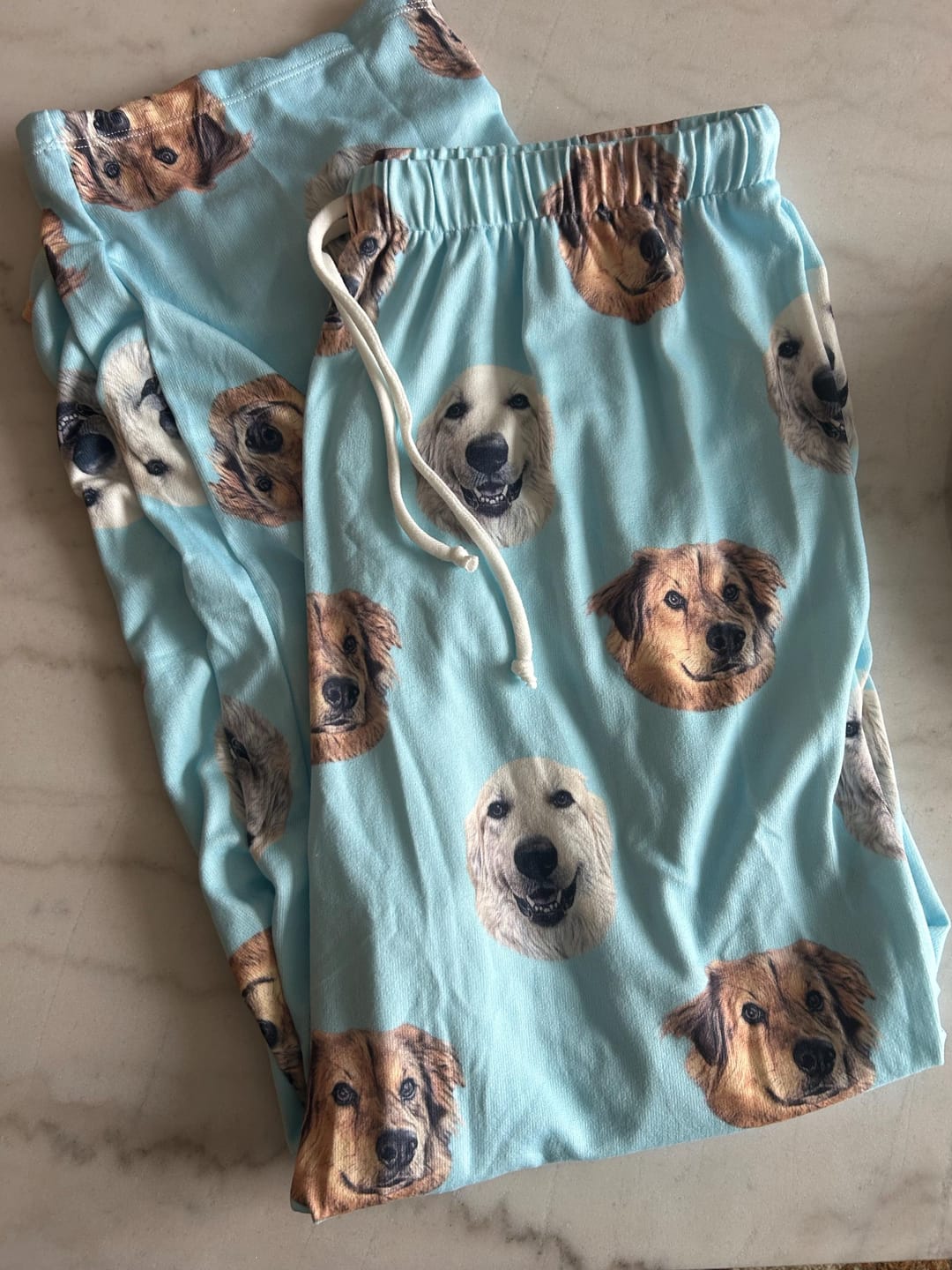 Customer photo review of Custom Pet/Person Portrait Pajama Shorts: Personalized Dog Photo Pants