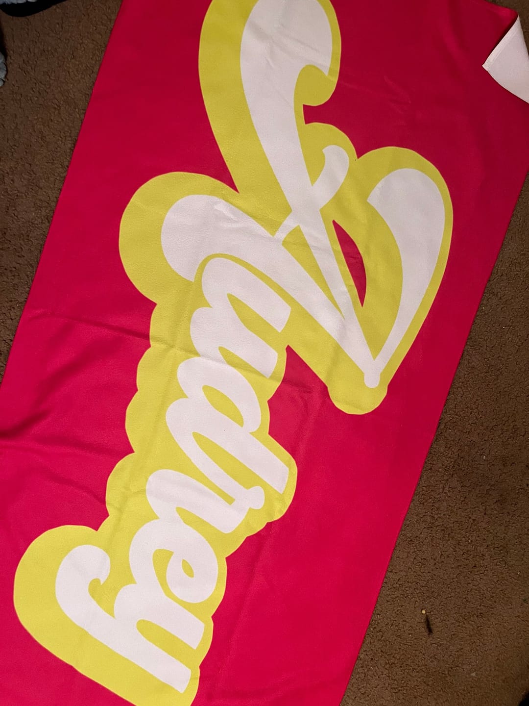 Customer photo review of Personalized Retro Beach Towel: Custom Name, Vacation Gift