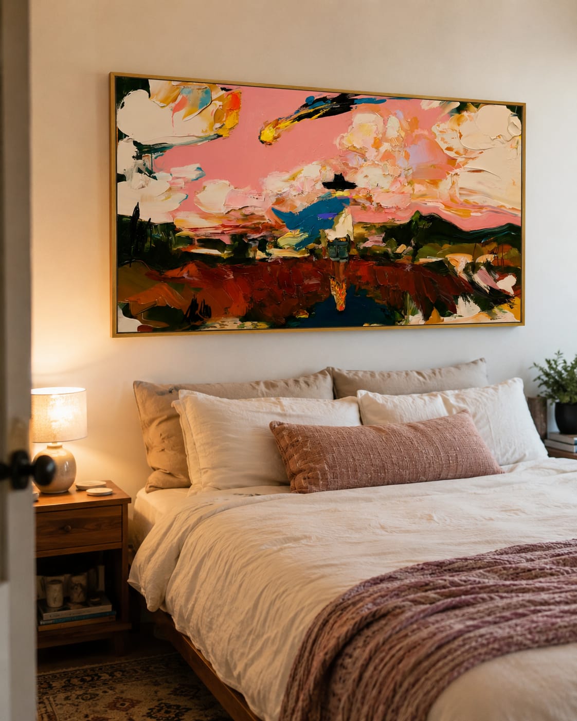 Customer photo review of Pink Horizon Rider-Abstract Western Painting