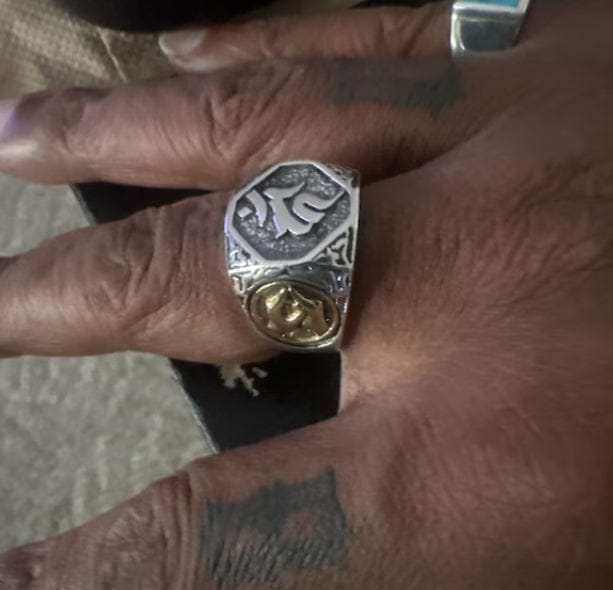 Customer photo review of FuAttract Protection Strength & Wisdom Acalanatha Sanskrit Om Mani Mantra Vintage Ring