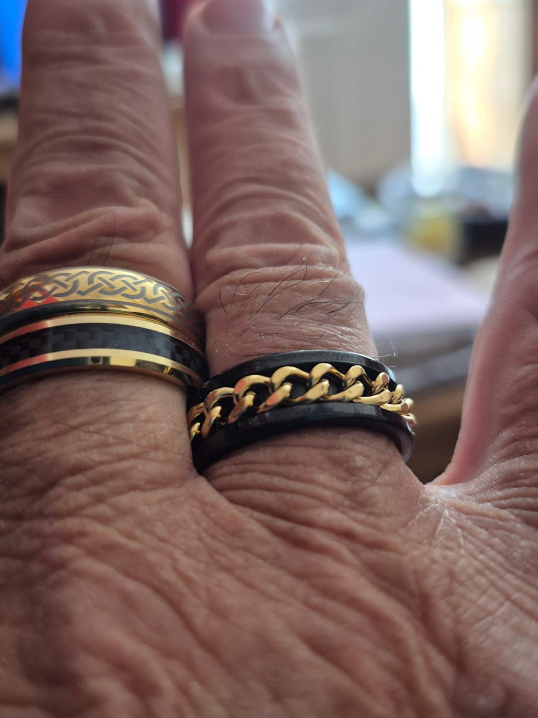 Customer photo review of Black with Gold Rotating Chain 8mm Wonder Ring