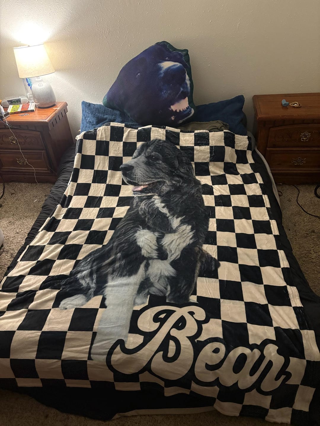 Customer photo review of Custom Pet Photo Blanket: Checkerboard Dog or Cat Blanket