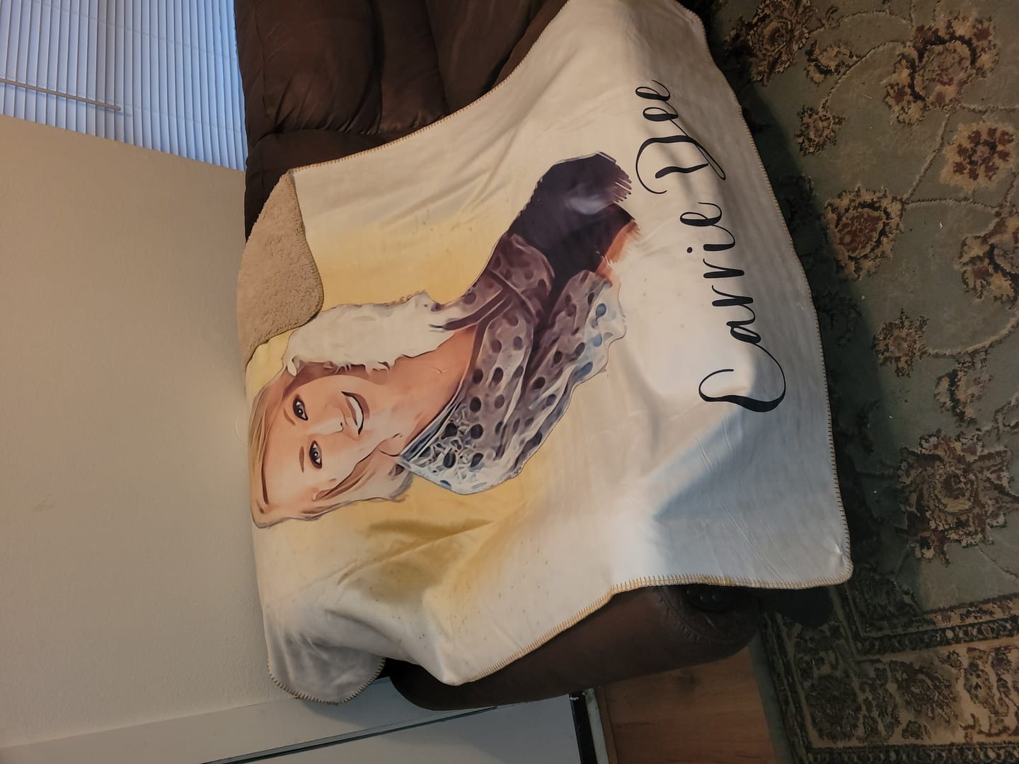 Customer photo review of Personalized Portrait Photo Blanket: Custom Minky or Sherpa Fleece Gift
