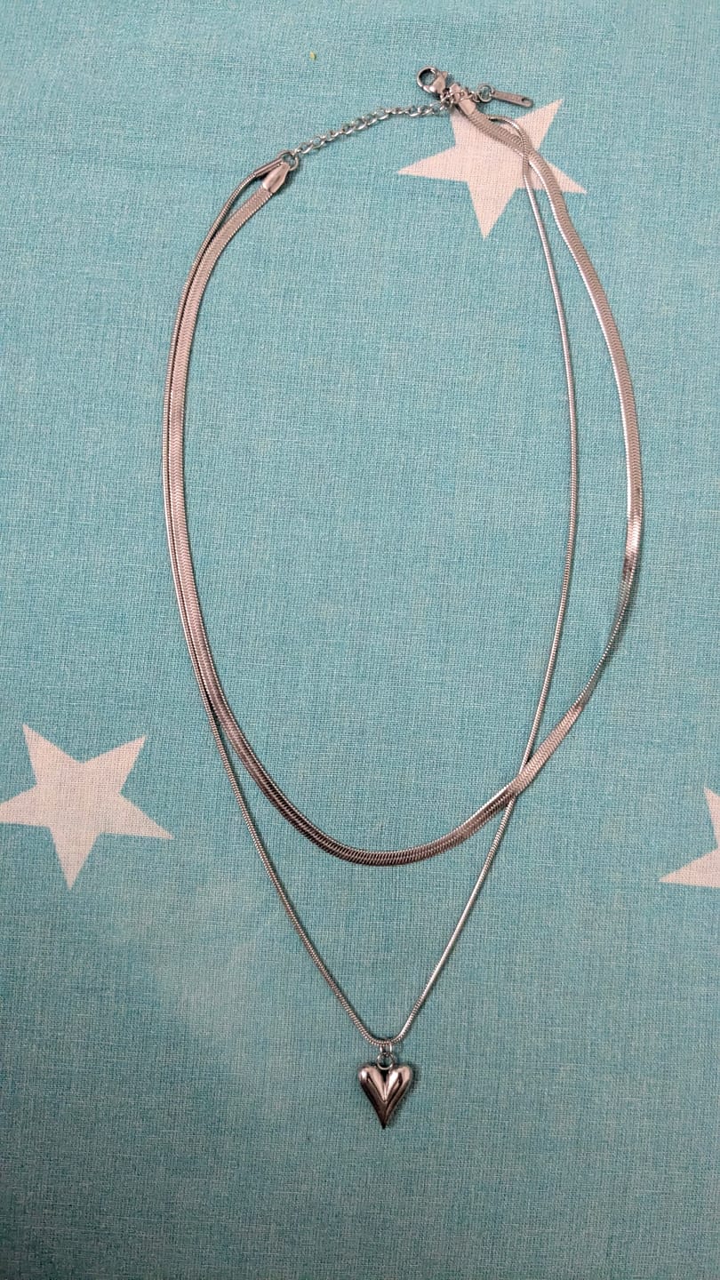 Customer photo review of Dual-Strand Heart Drop Pendant Necklace