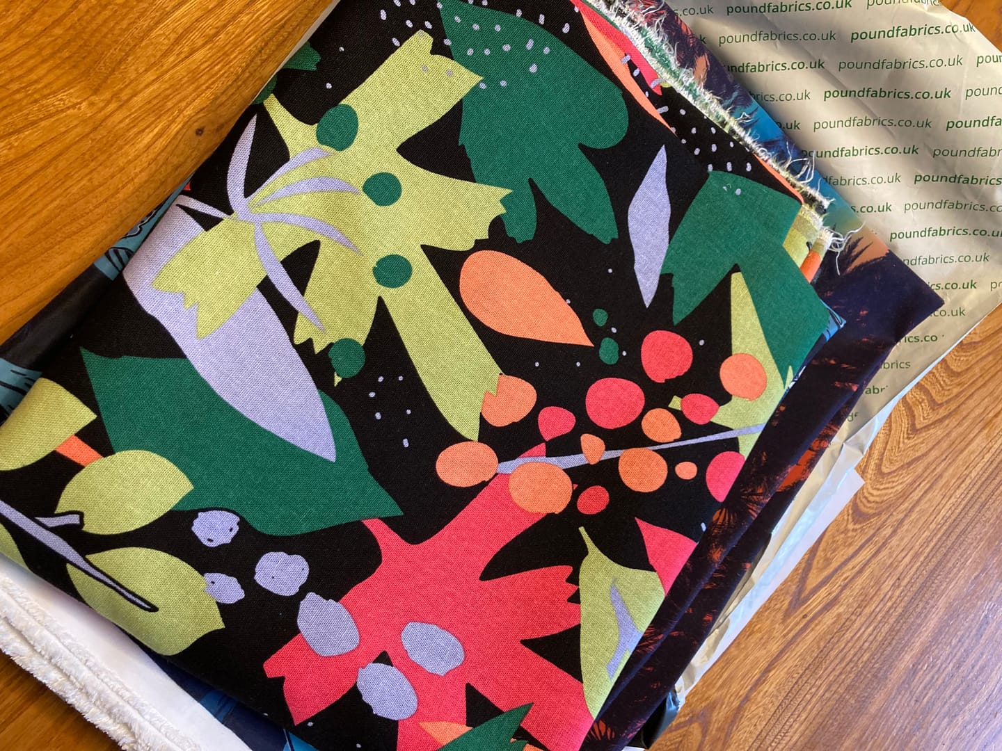 Customer photo review of Floral Funk on Black Linen Viscose Fabric
