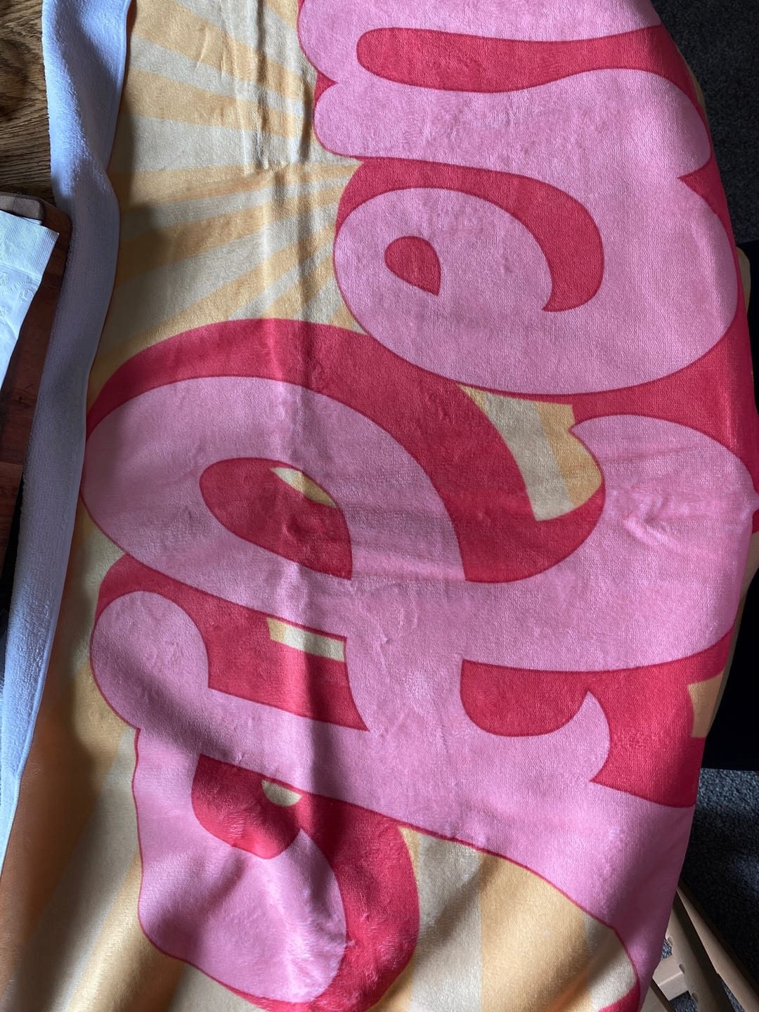 Customer photo review of Groovy Retro Personalized Beach Towel: Custom Name Bath & Vacation Gift