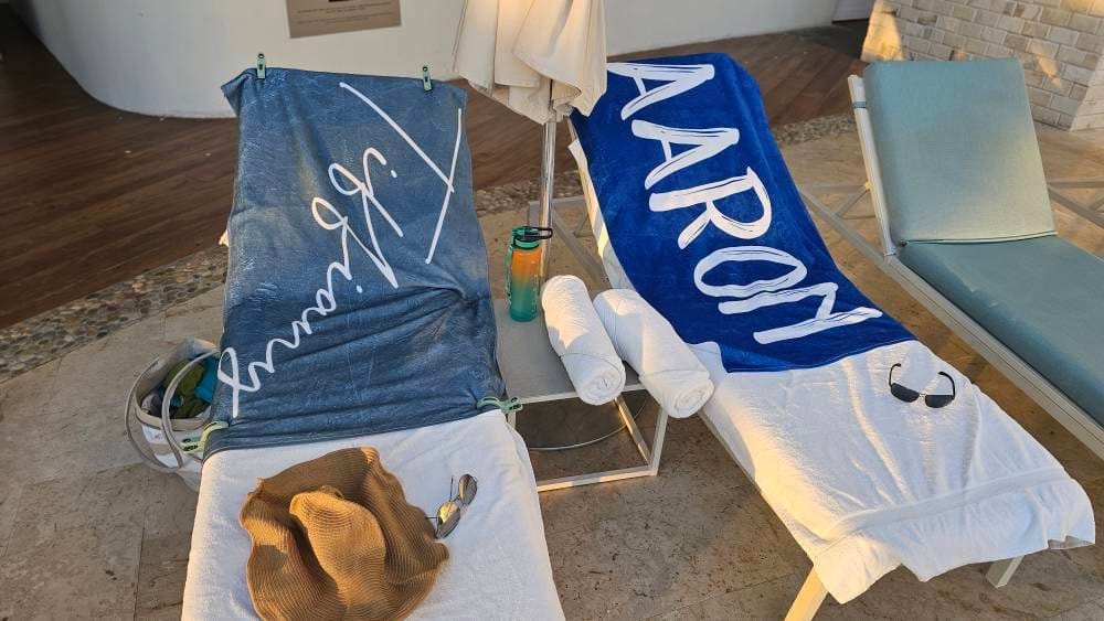 Customer photo review of Personalized Beach Towel: Custom Name, Bold Font, Vacation Gift