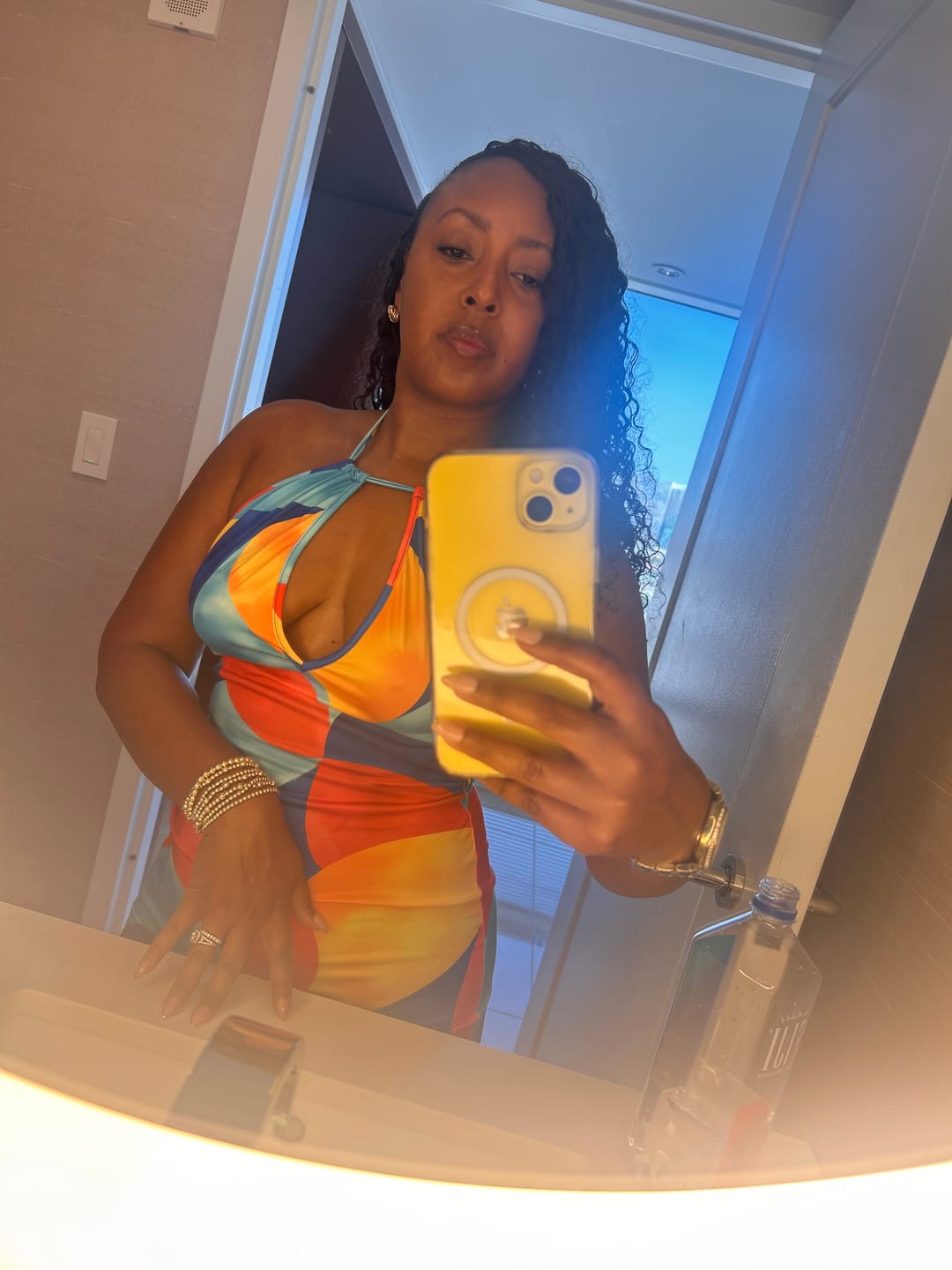Customer photo review of Colorblock Halter Dress