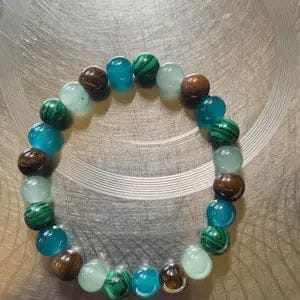 Customer photo review of FREE Today: Wealth Protection & Confidence Natural Tiger Eye Malachite Colorblock Beaded Bracelet