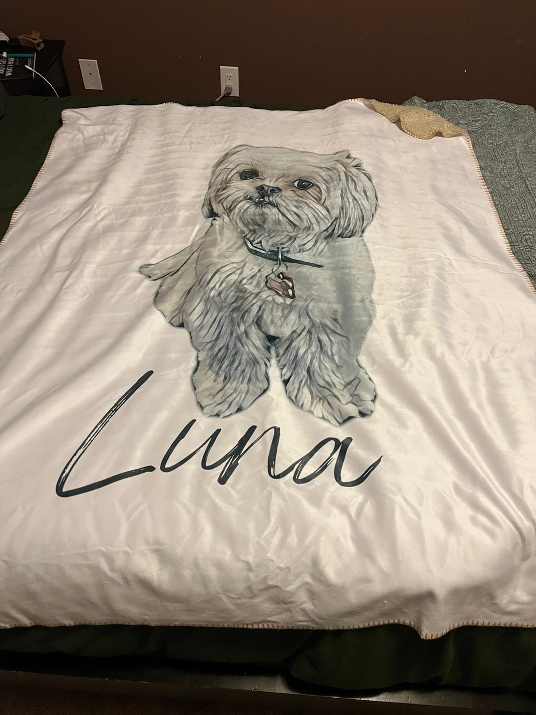 Customer photo review of Custom Pet Portrait Blanket: Personalized Dog or Cat Photo Blanket