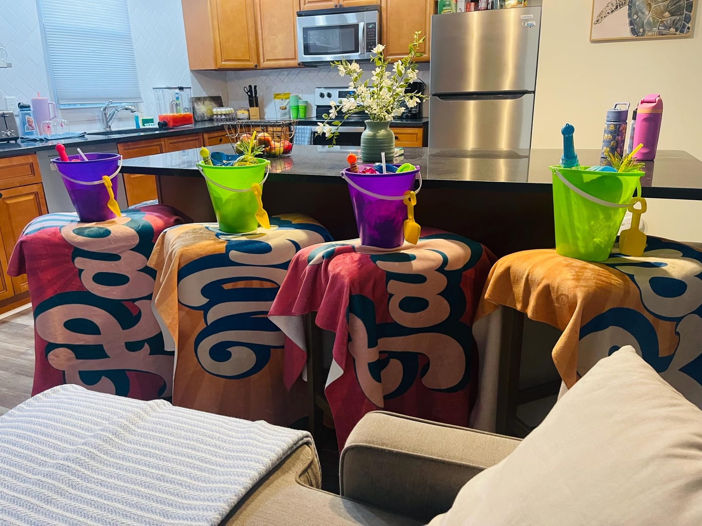 Customer photo review of Personalized Retro Beach Towel: Groovy Custom Name Bath Towel
