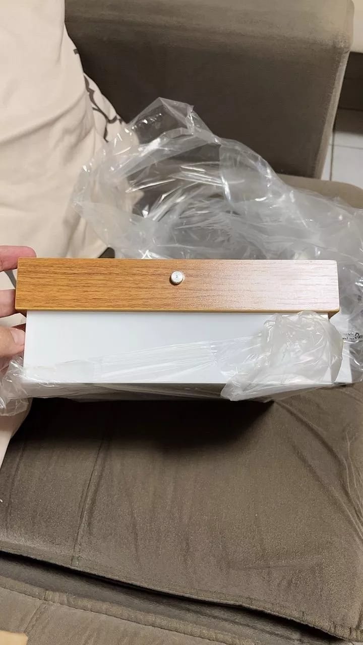 Customer photo review of Luminária de Teto Plafon Decorativo de Madeira 20cm