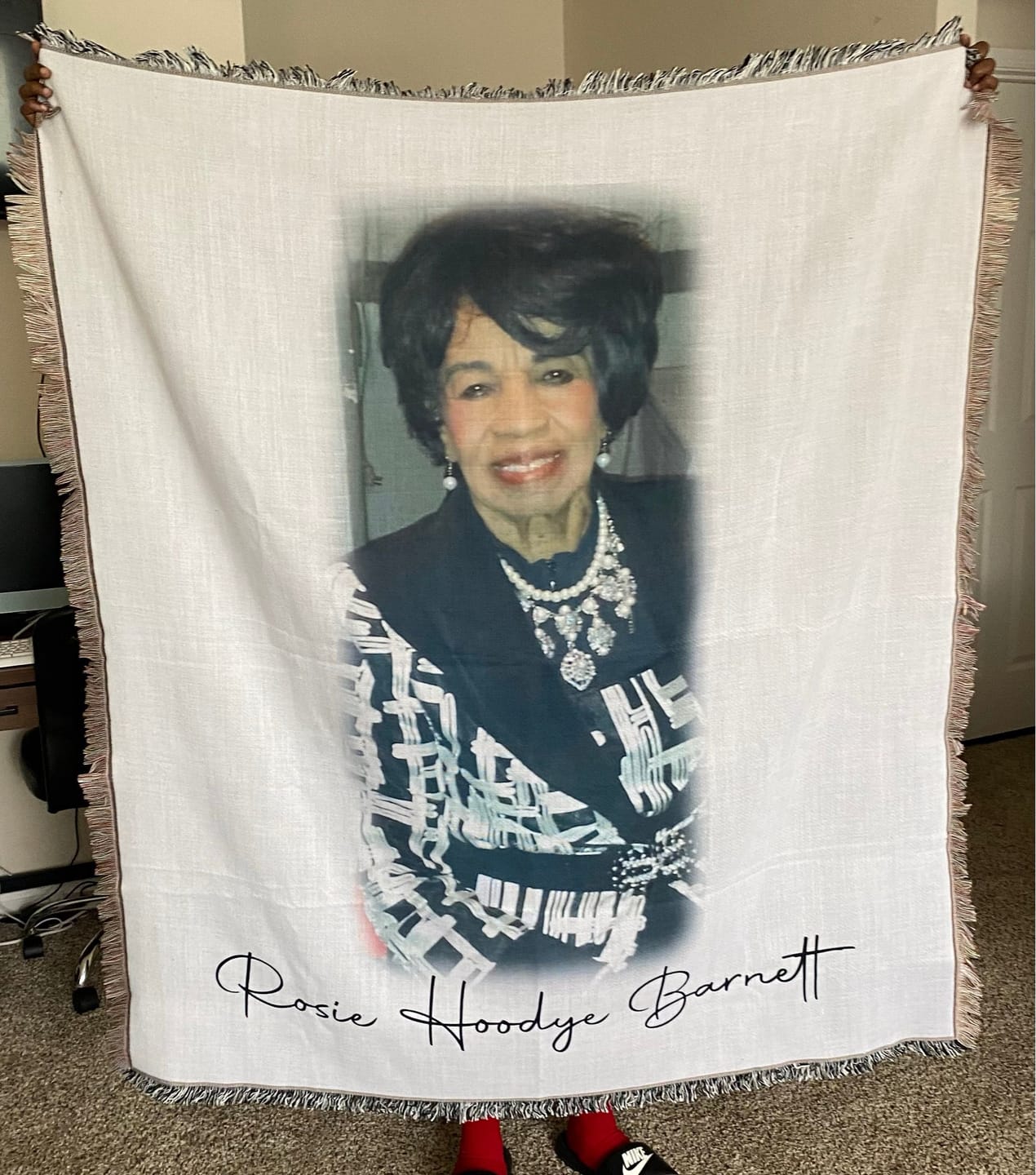 Customer photo review of Personalized Photo Woven Throw Blanket: Custom Letter Gift
