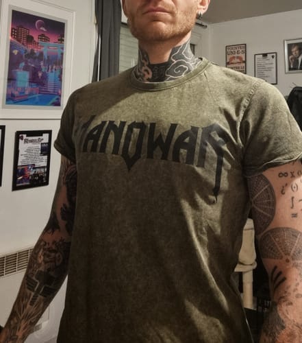 Customer photo review of MANOWAR T-SHIRT GREEN ACID WASH VINTAGE LOGO