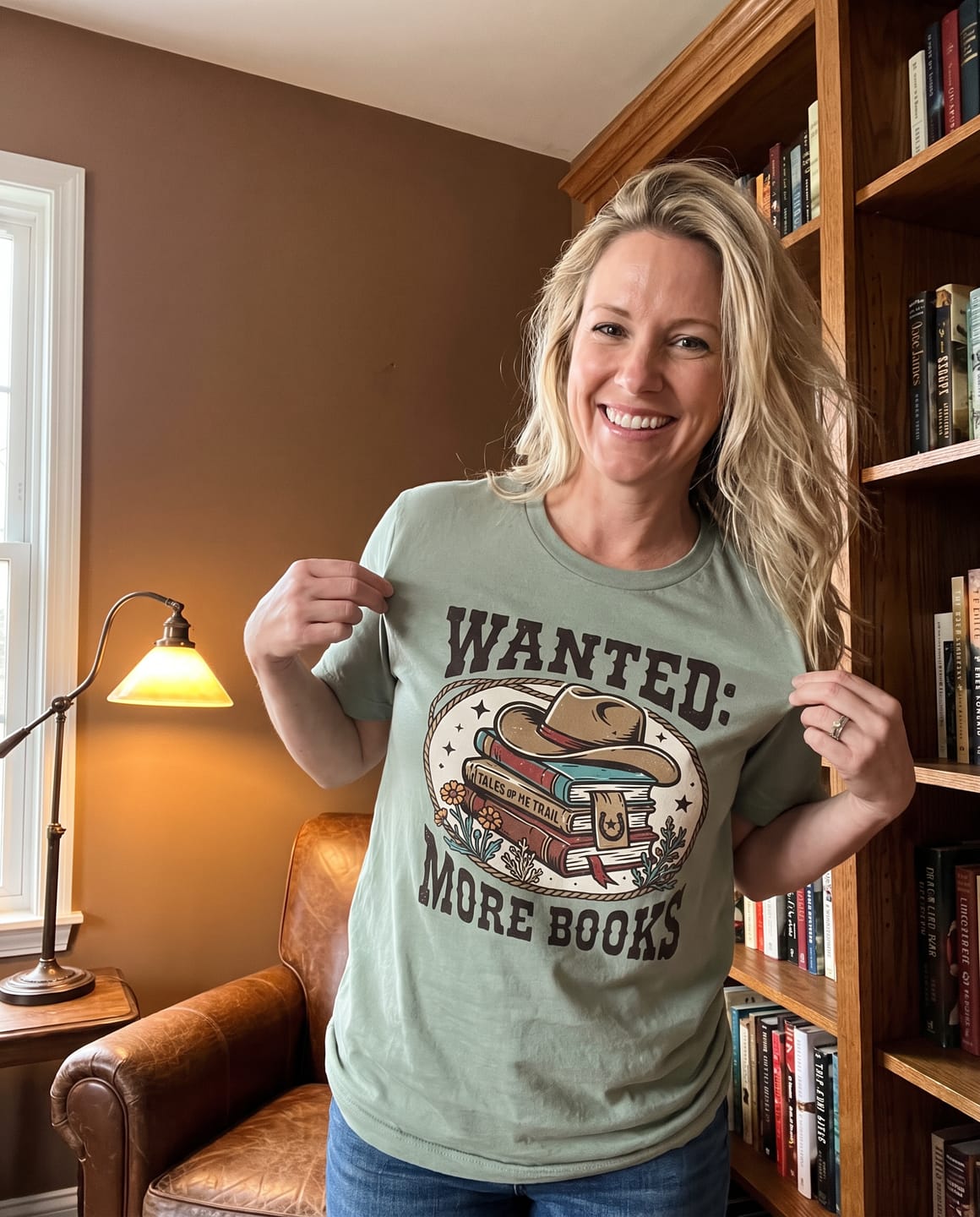 Customer photo review of Wanted More Books T-Shirt