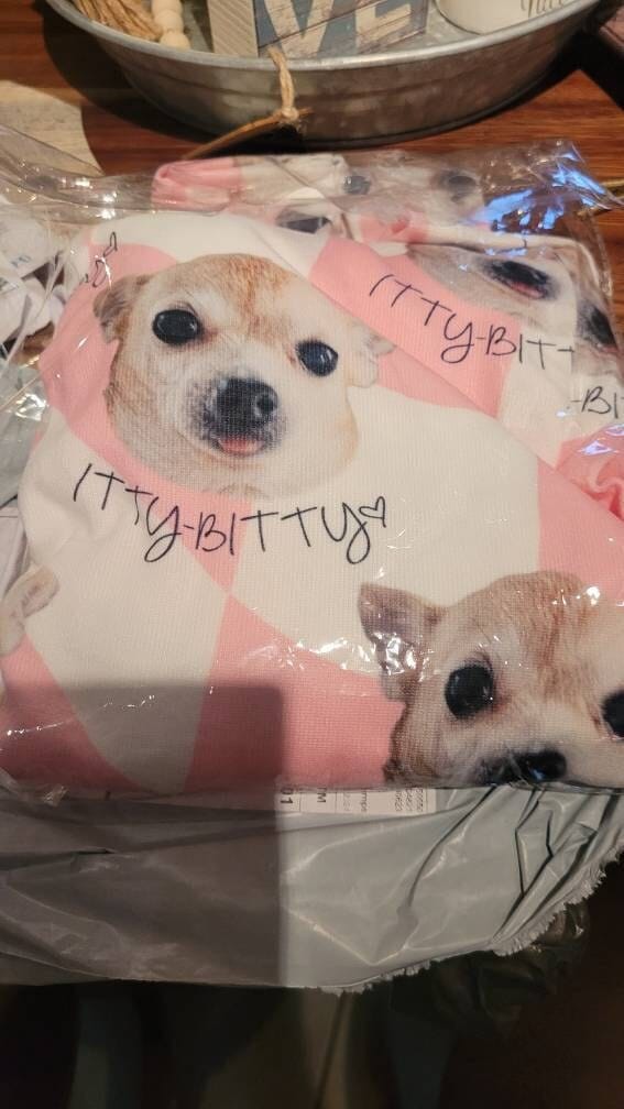Customer photo review of Custom Pet/Person Portrait Pajama Shorts: Personalized Dog Photo Pants