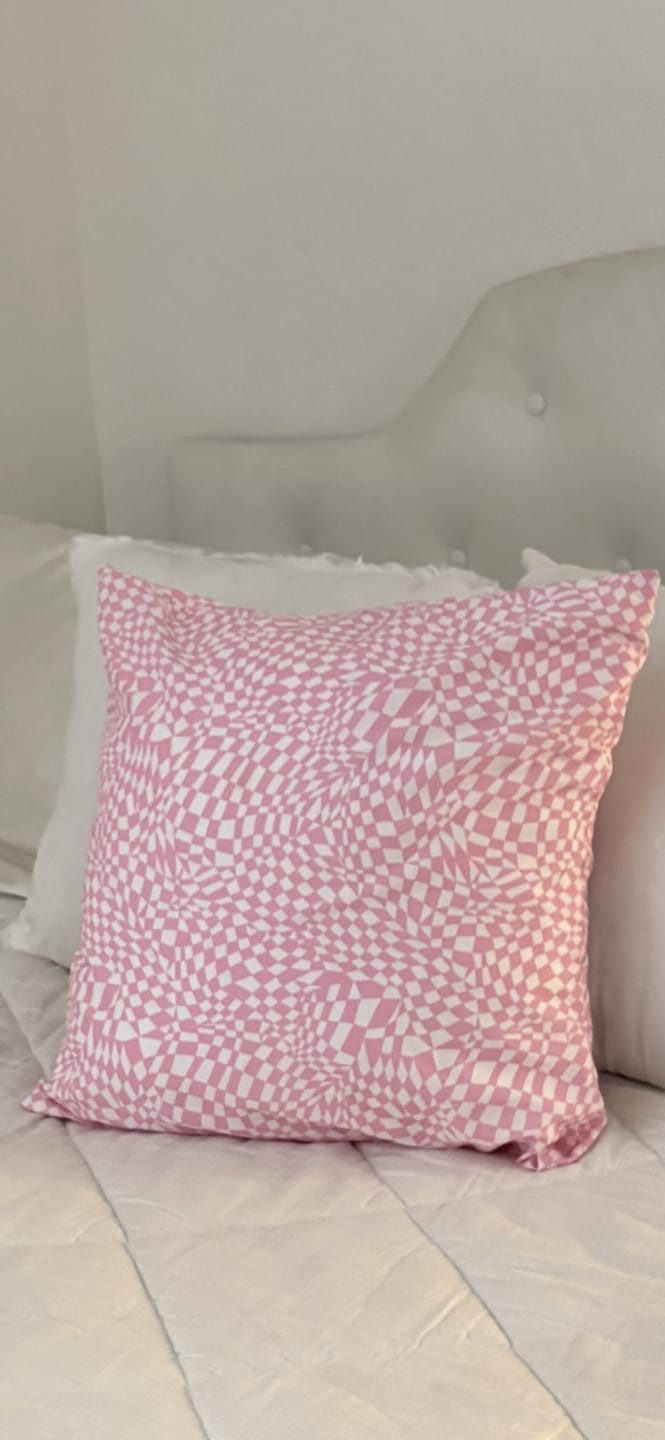 Customer photo review of Diagonal Gingham Fabric - Cupid Pink