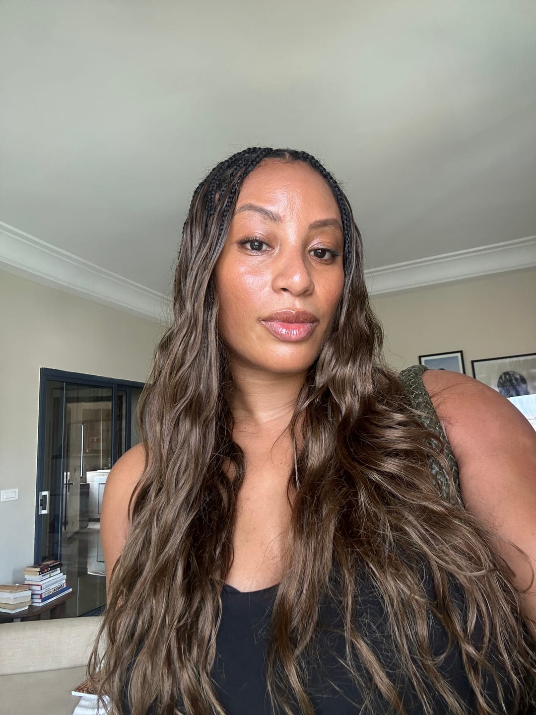 Customer photo review of #4 Medium Brown Body Wave Human Crochet Hair