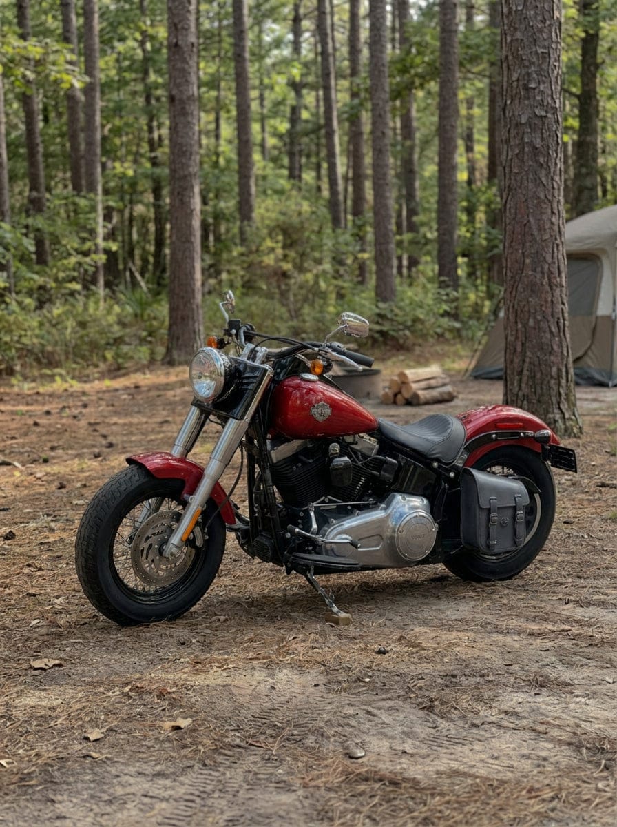 Customer photo review of 8L - Drift Leather Swingarm Bag for Harley-Davidson Softail (Left-Only)