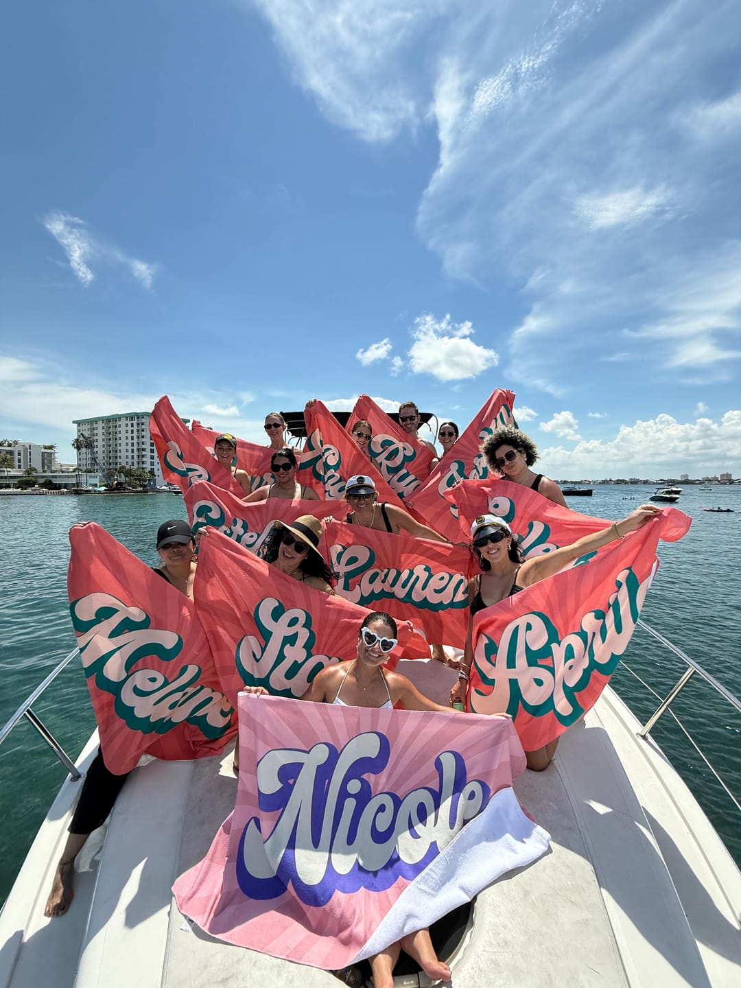 Customer photo review of Personalized Retro Beach Towel: Groovy Custom Name Bath Towel