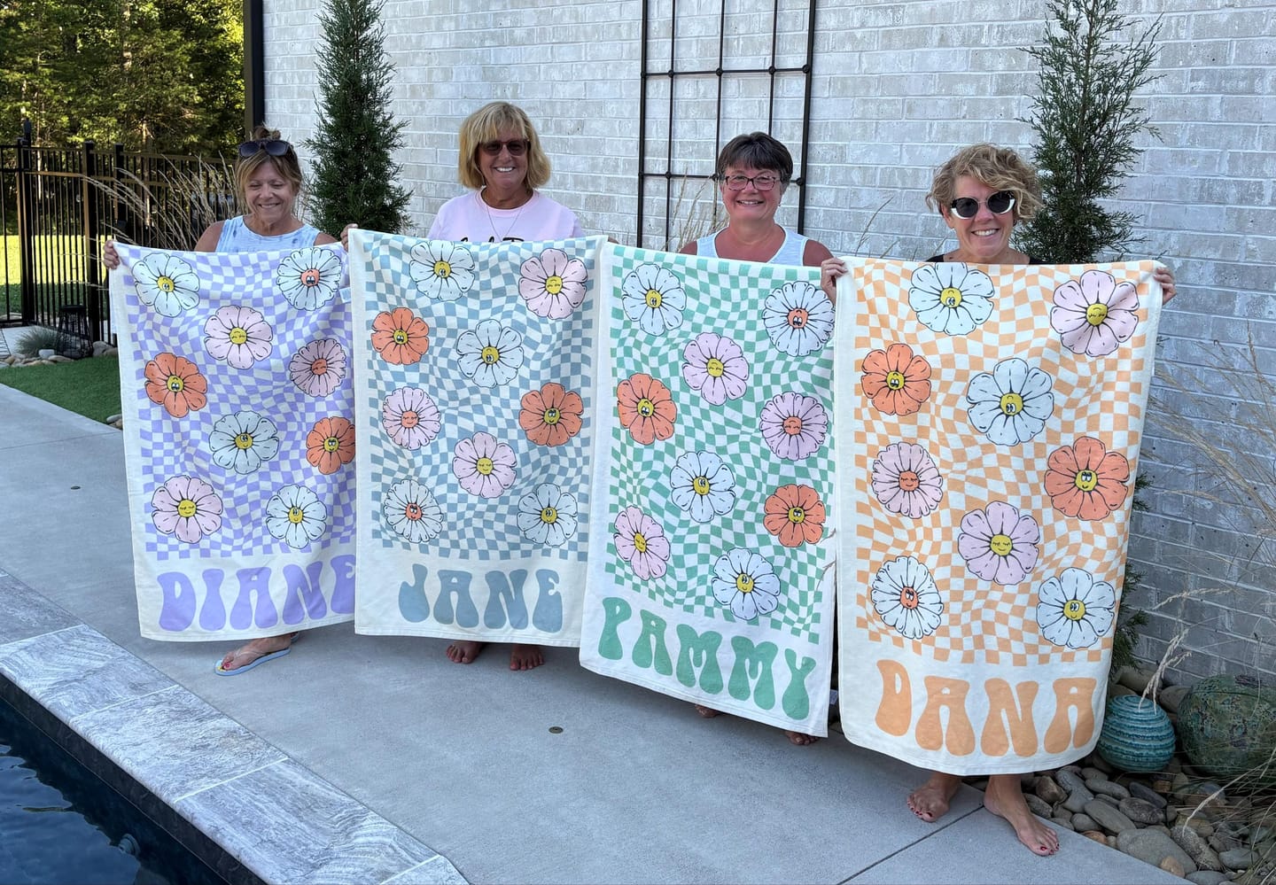 Customer photo review of Retro Floral Personalized Beach Towel: Custom Name Vacation Gift